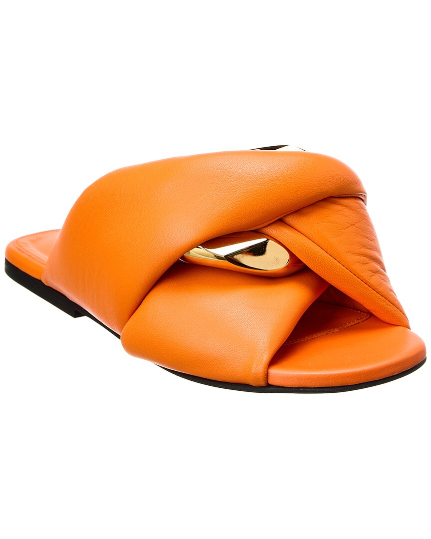 Shop Jw Anderson Chain Twist Leather Sandal In Orange