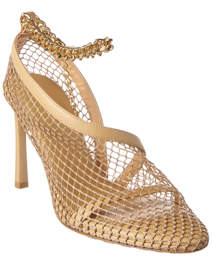Bottega Veneta Mesh & Leather Ankle Strap Sandal