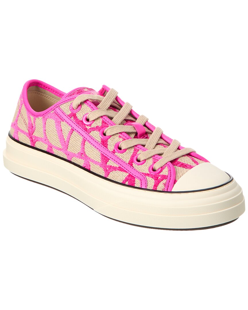Valentino Garavani Monogram Toile Iconographe Low Top Sneakers In Pink