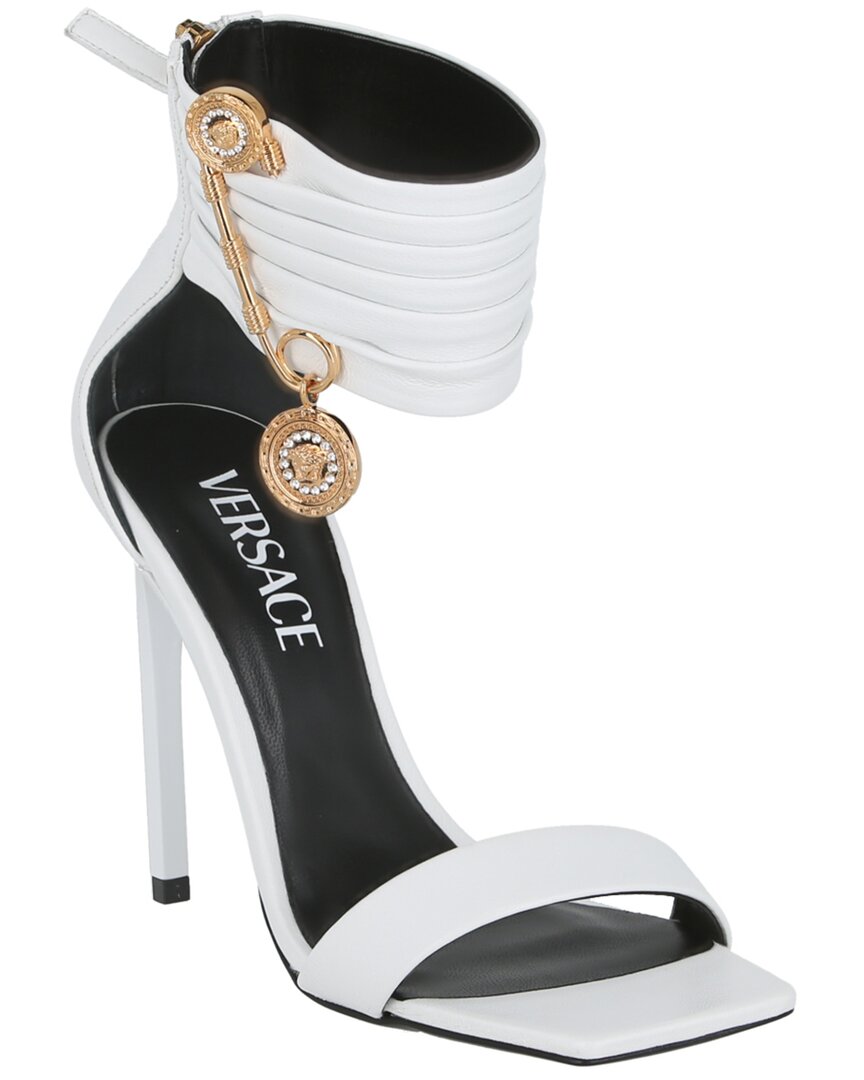 VERSACE VERSACE SAFETY PIN LEATHER SANDAL