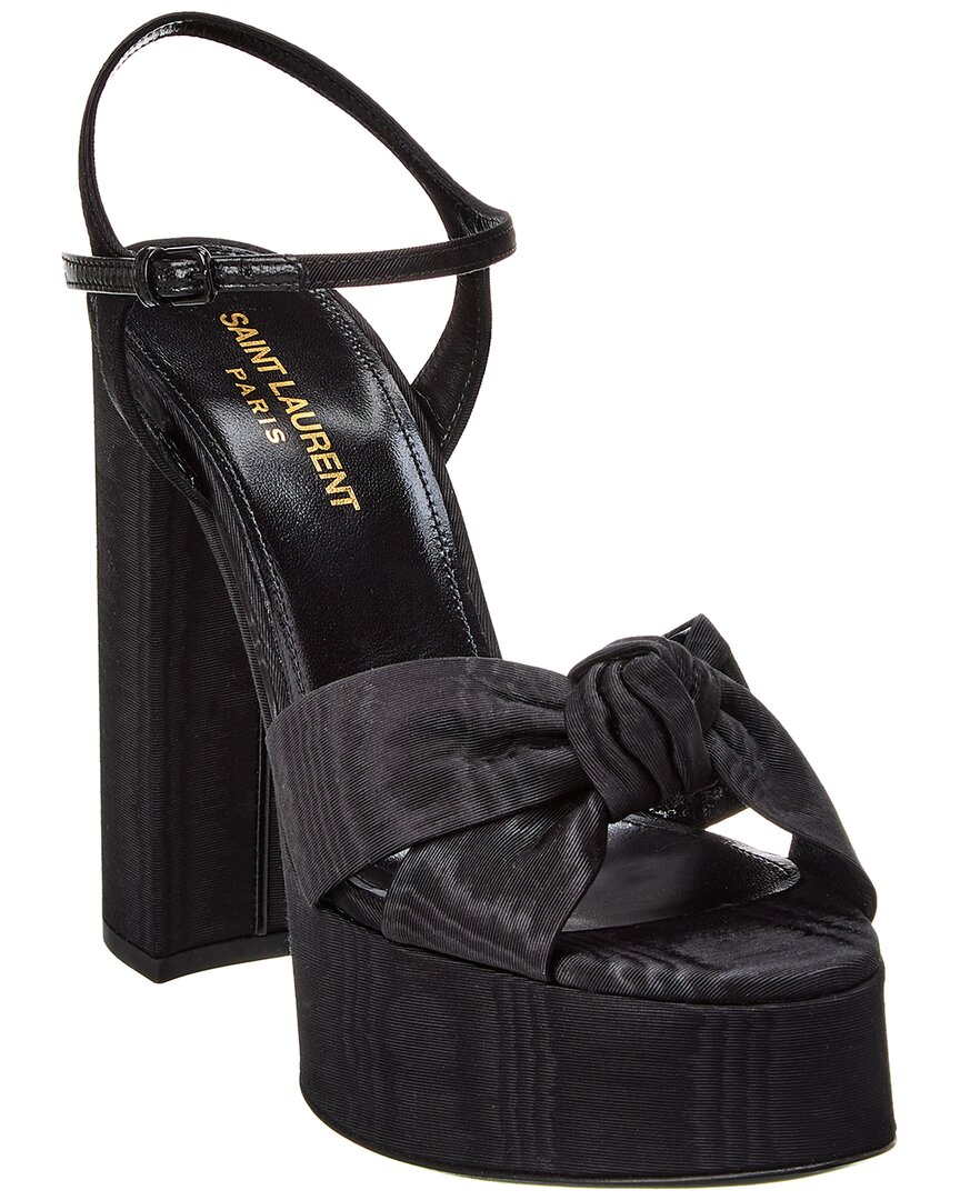 Shop Saint Laurent Bianda 85 Grosgrain Platform Sandal In Black