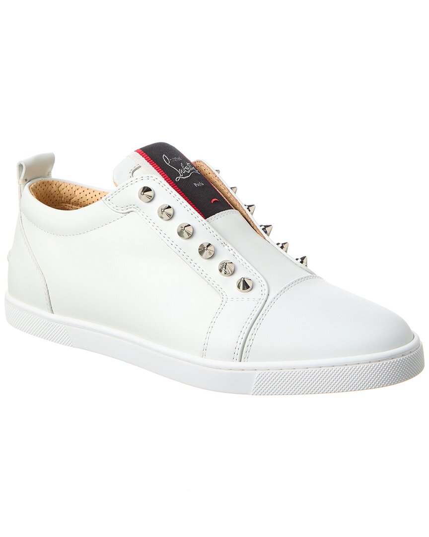 Shop Christian Louboutin F.a.v Fique A Vontade Leather Sneaker In White