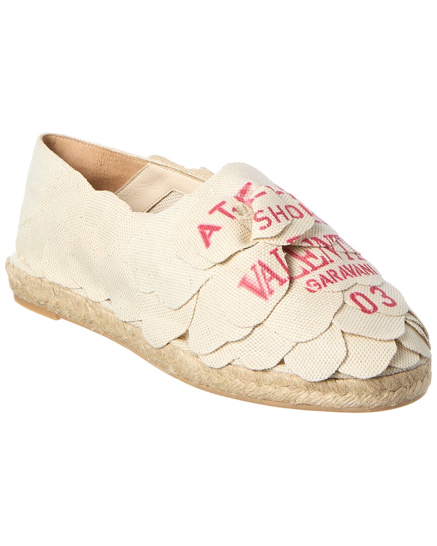Valentino Garavani Valentino Vlogo Signature Canvas Espadrille In Beige