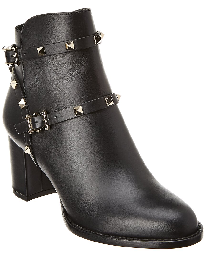 Valentino Garavani Valentino Rockstud Leather Boot In Black