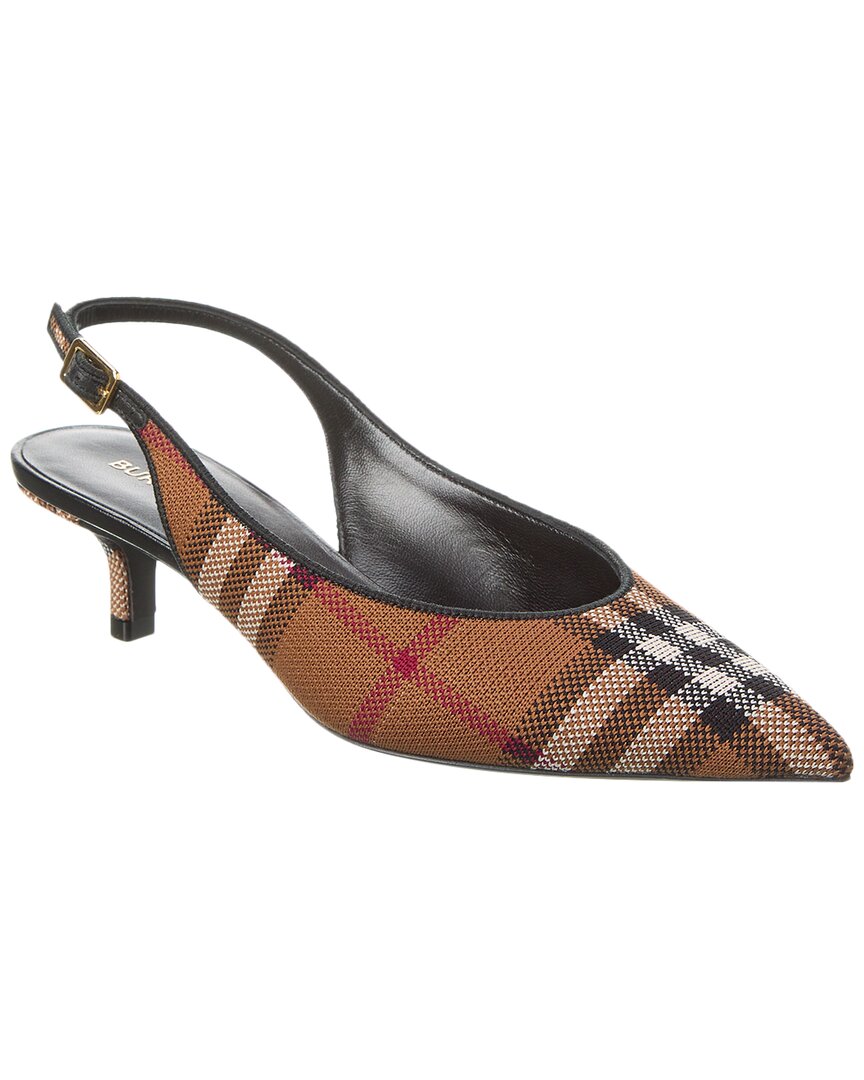 Burberry 40mm Ally Summer Knit Slingback Pumps In Brown