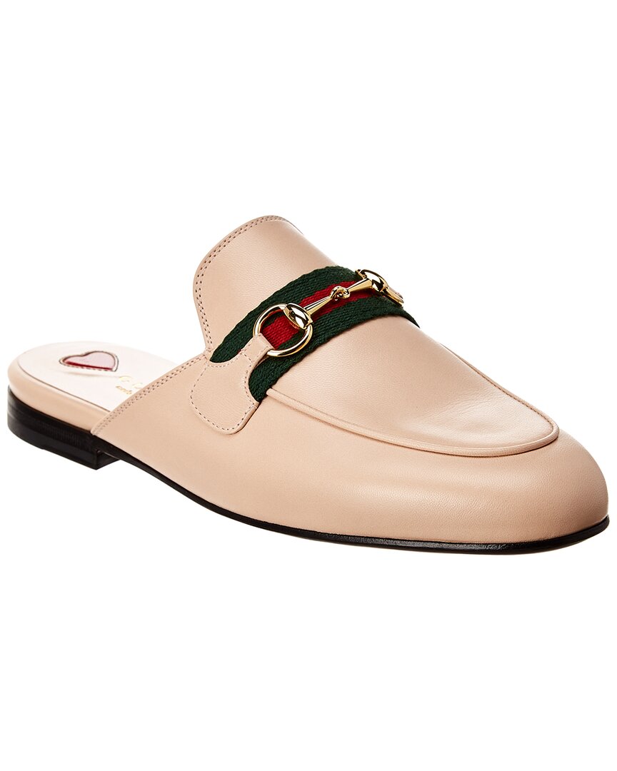 Gucci Princetown Leather Slippers In White