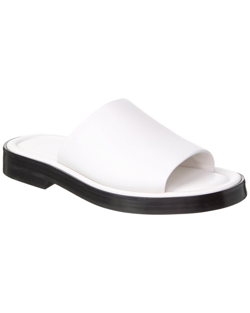 Shop Ferragamo Giunone Leather Sandal In White