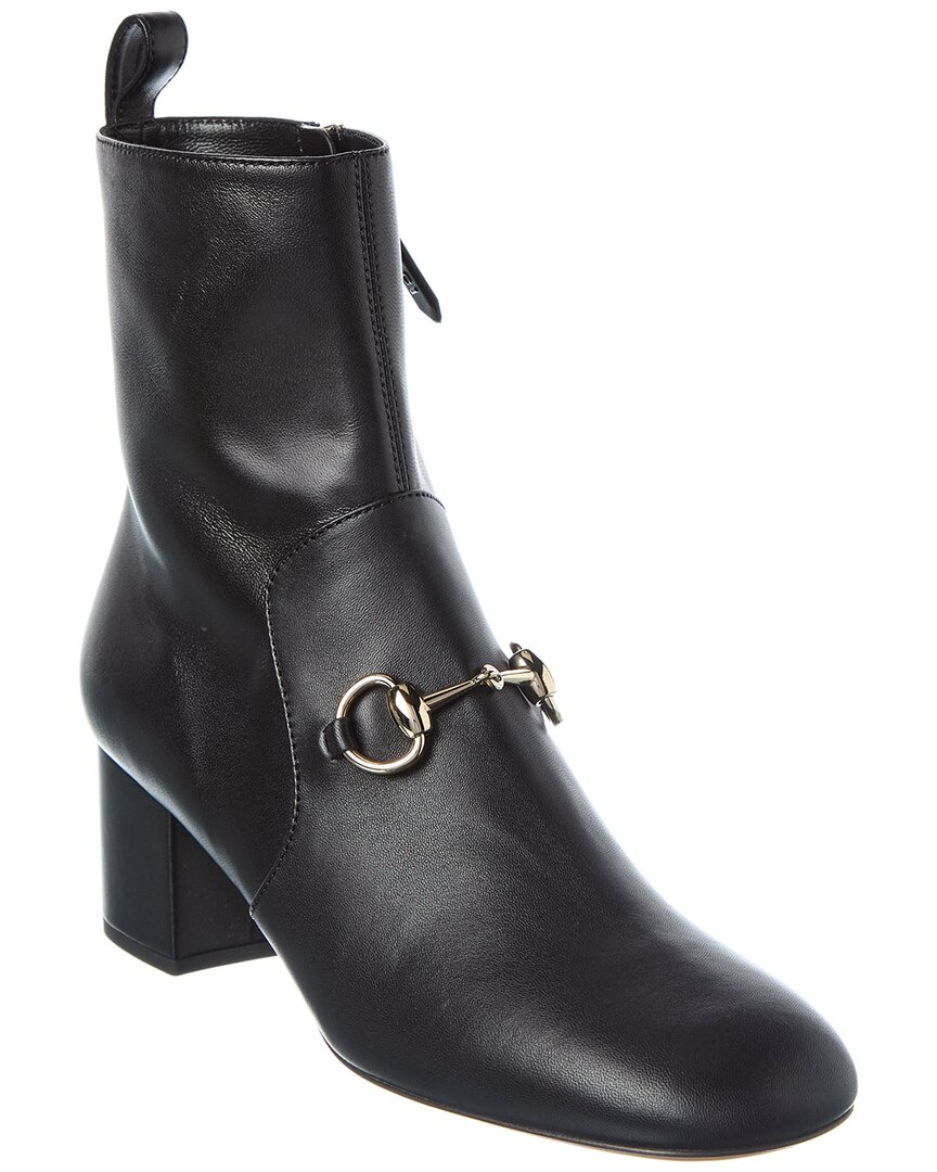 Gucci Horsebit Leather Bootie In Black