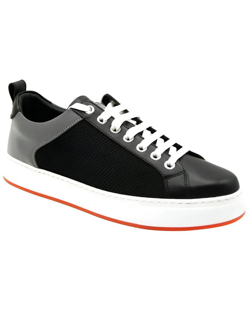 Mcm Leather & Canvas Sneaker In Black