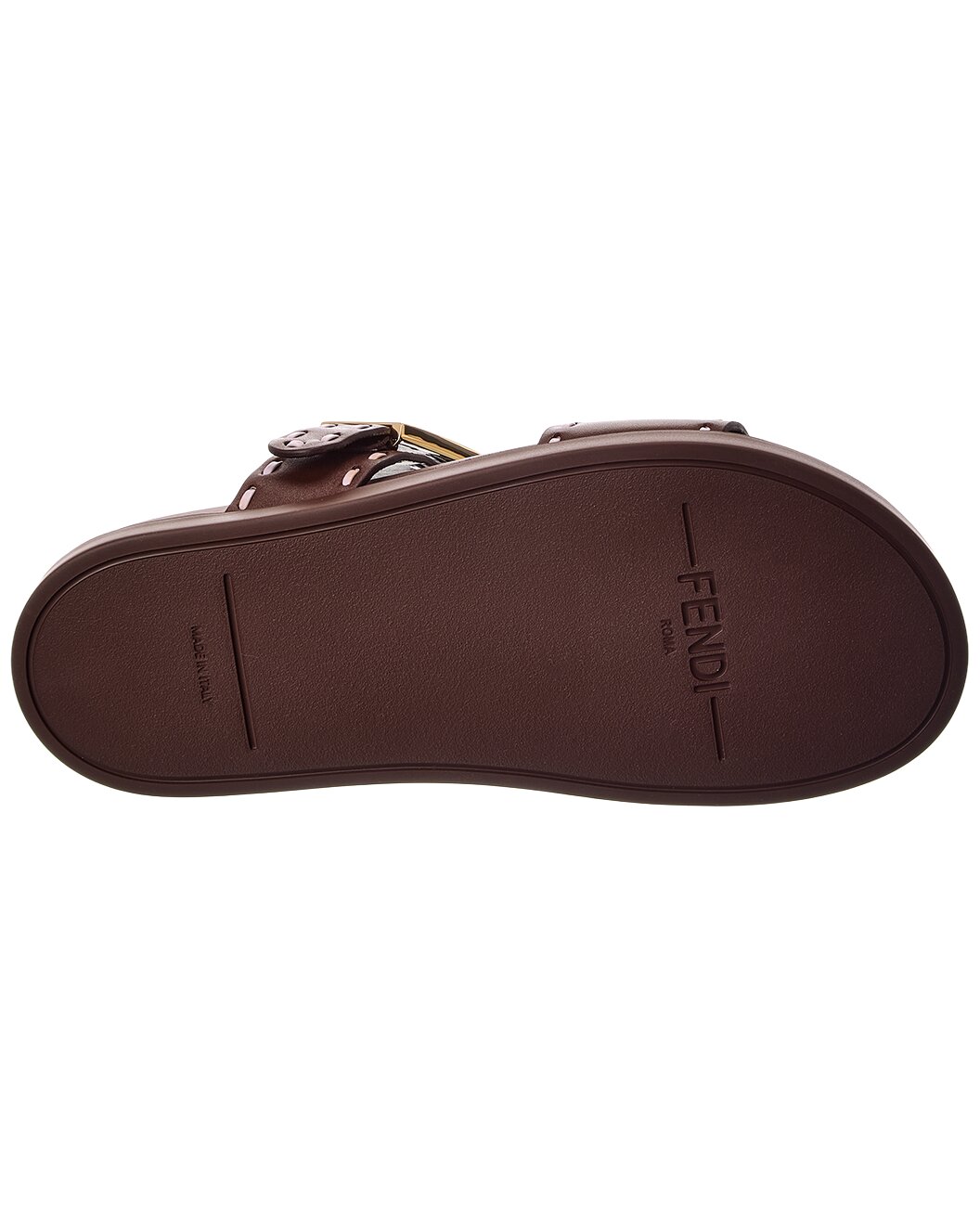Gilt - FENDI - Logo Leather Flat Sandal