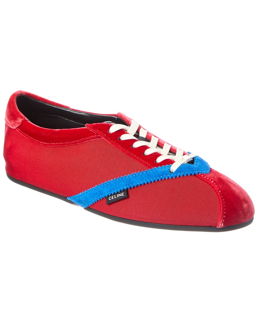 Celine Logo Velvet & Suede Sneaker In Multi