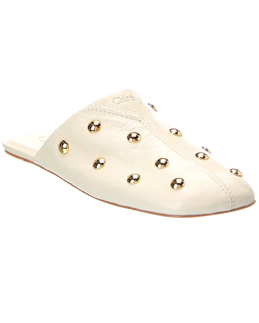 Chloé Rita Studded Leather Mules In White