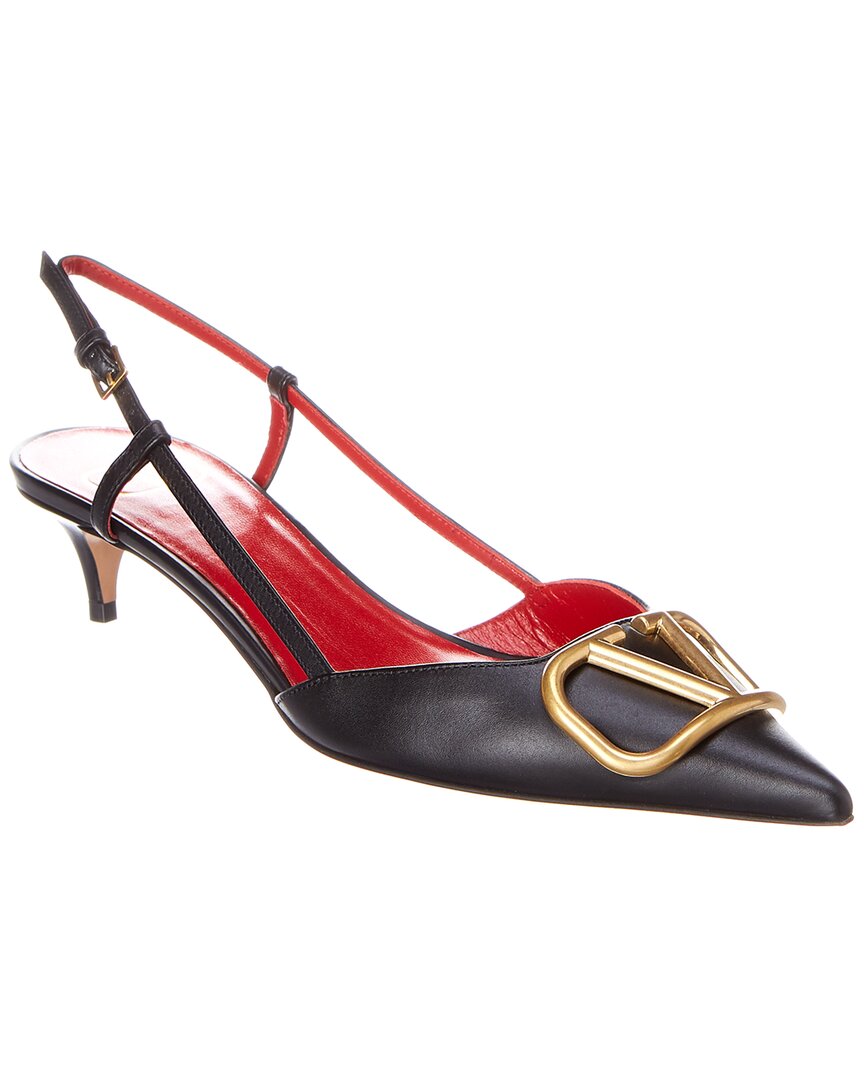 Valentino Garavani Valentino Vlogo 40 Leather Slingback Pump In Black