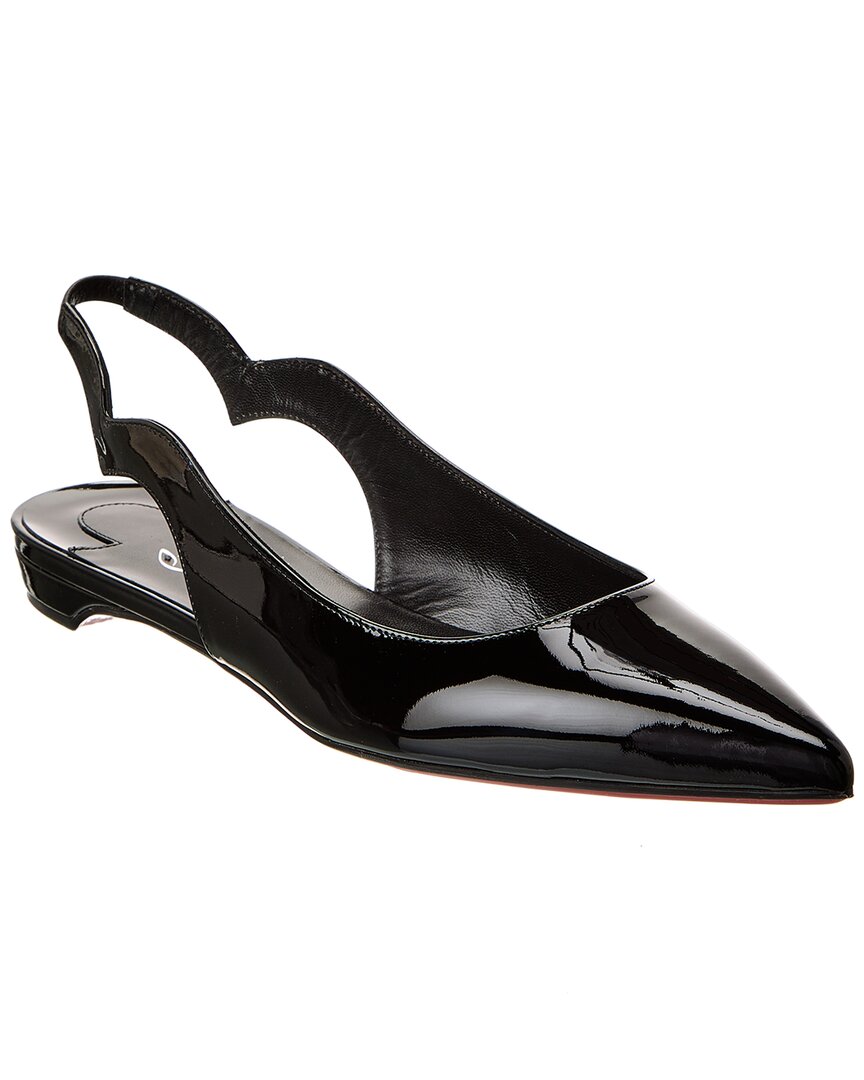 Christian Louboutin Hot Chickita Patent Red Sole Slingback Flats In Black