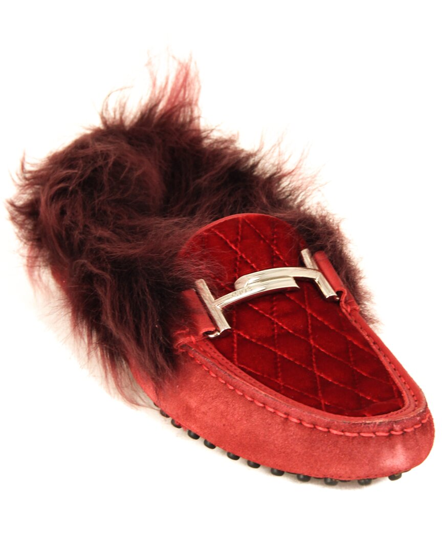 Tod's Tods Gommino Suede & Velvet Moccasin In Red