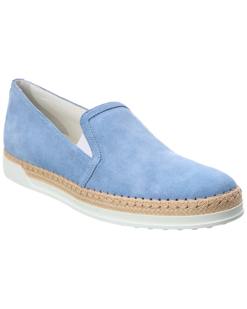 Tod's Logo Suede Loafer In Blue