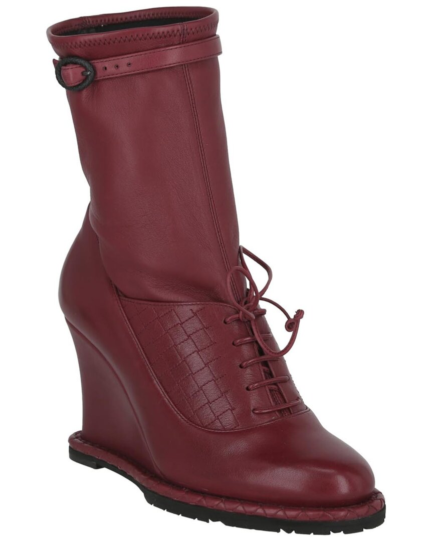 Bottega Veneta Leather Wedge Leather Boot In Red