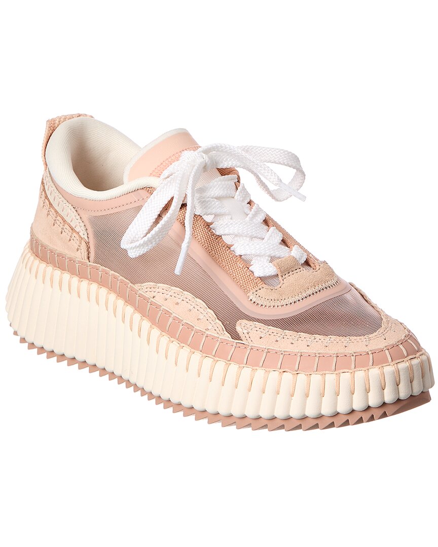 Chloé Nama Nylon & Suede Platform Sneaker In Pink