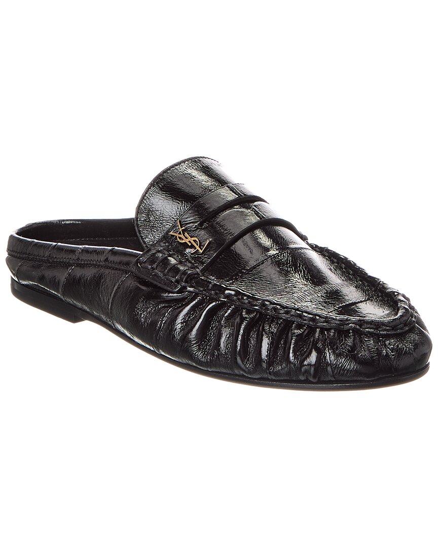 Saint Laurent Le Loafer Logo-embellished Mules In Black