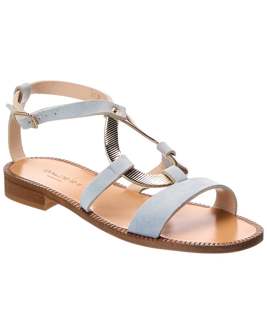 Baldini Suede & Leather Sandal In Blue