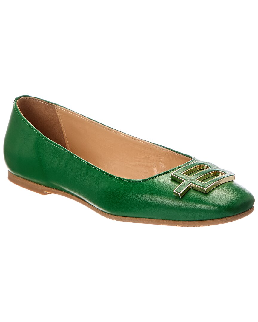 Baldini Leather Ballet Flat In Green