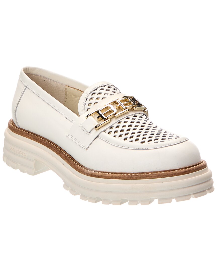 Baldini Leather Loafer In White