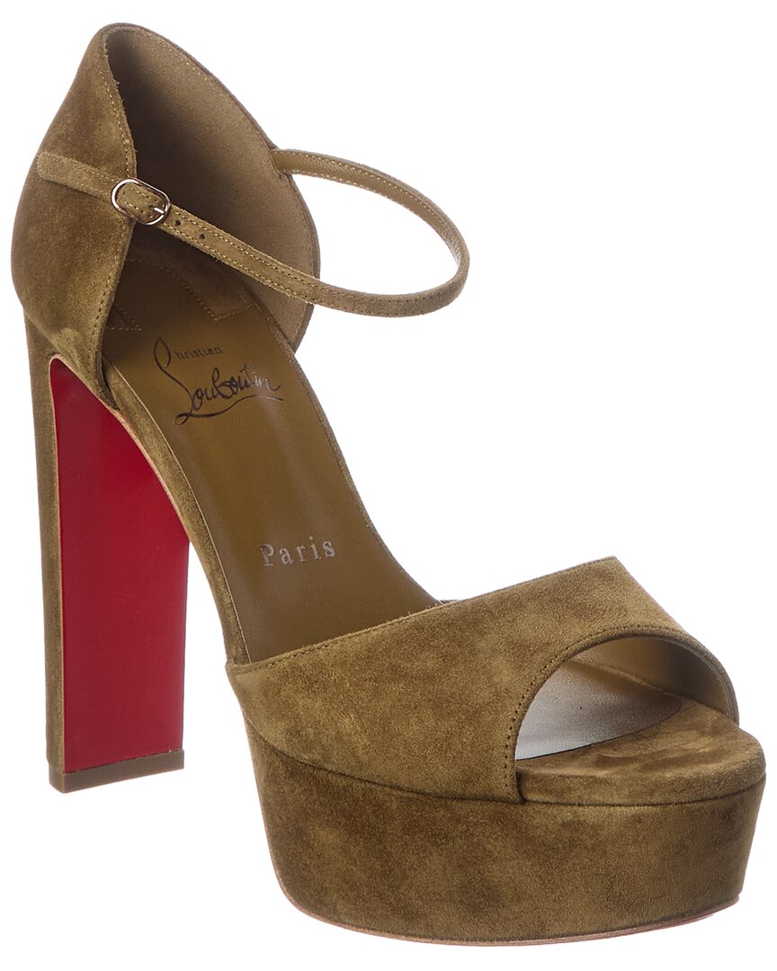 Christian Louboutin Sandaloo 130 Suede Platform Sandal In Black