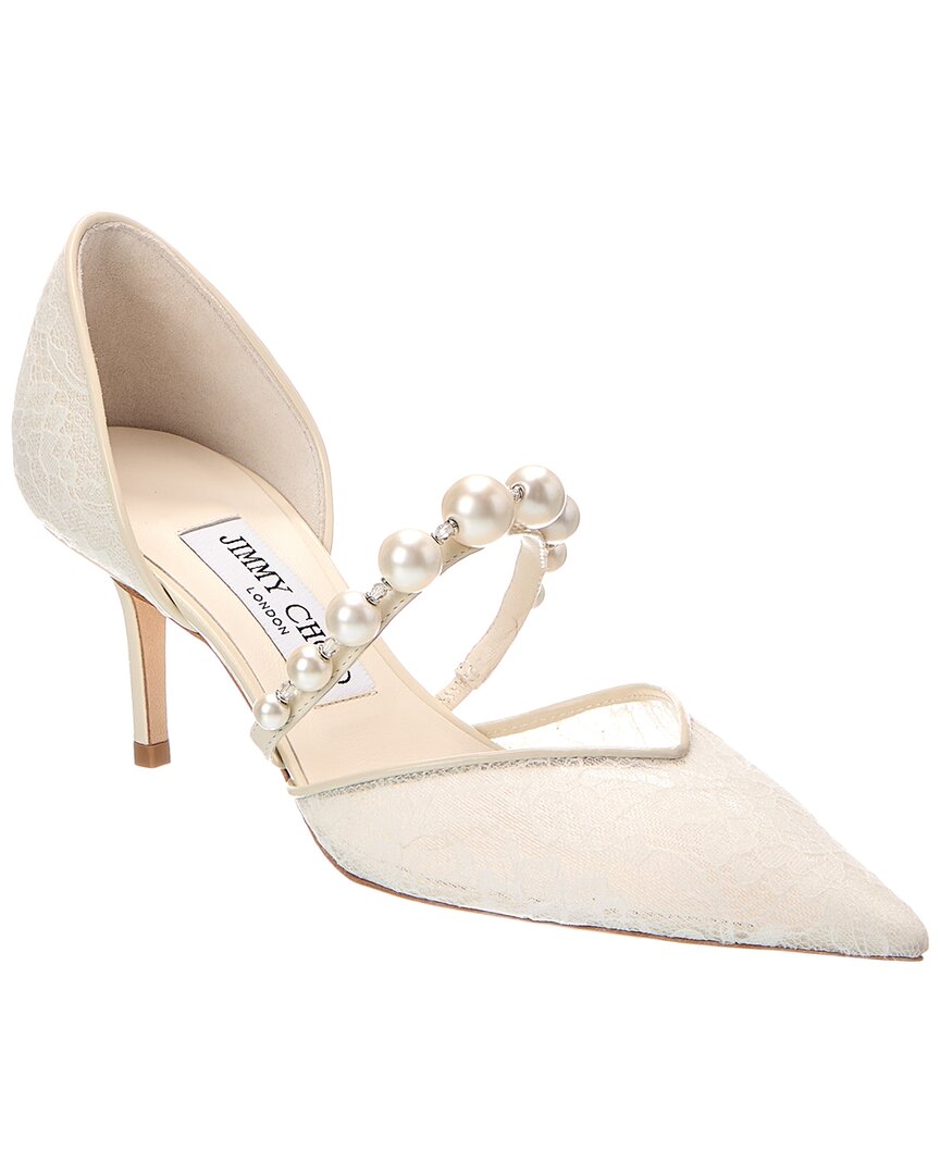 Jimmy Choo Aurelie 65 Lace Pump In White