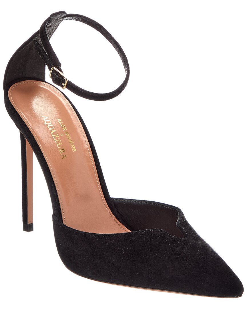 Aquazzura Alex 105 Suede Pump In Black