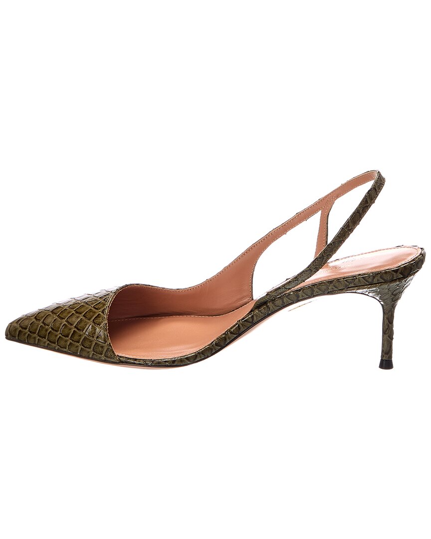 Aquazzura Alex 65 Python-embossed Slingback Pump In Green