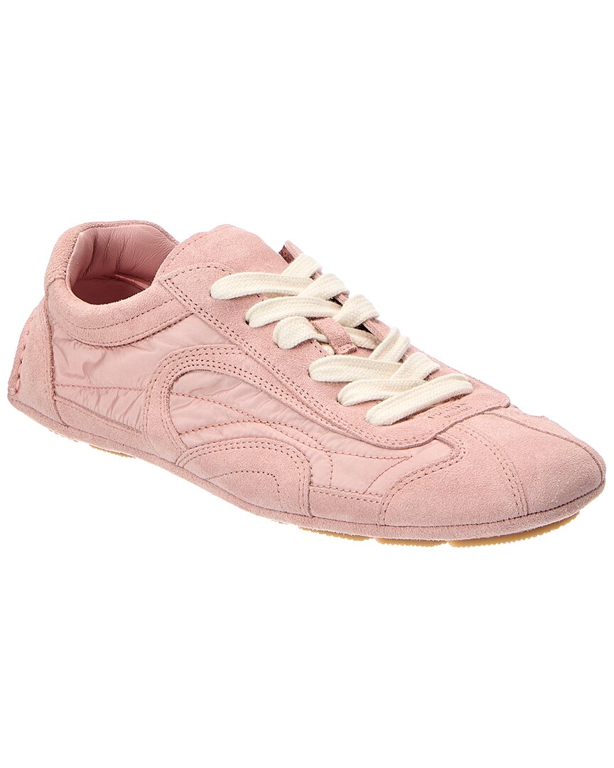 Prada Pink Logo Suede & Nylon Sneaker