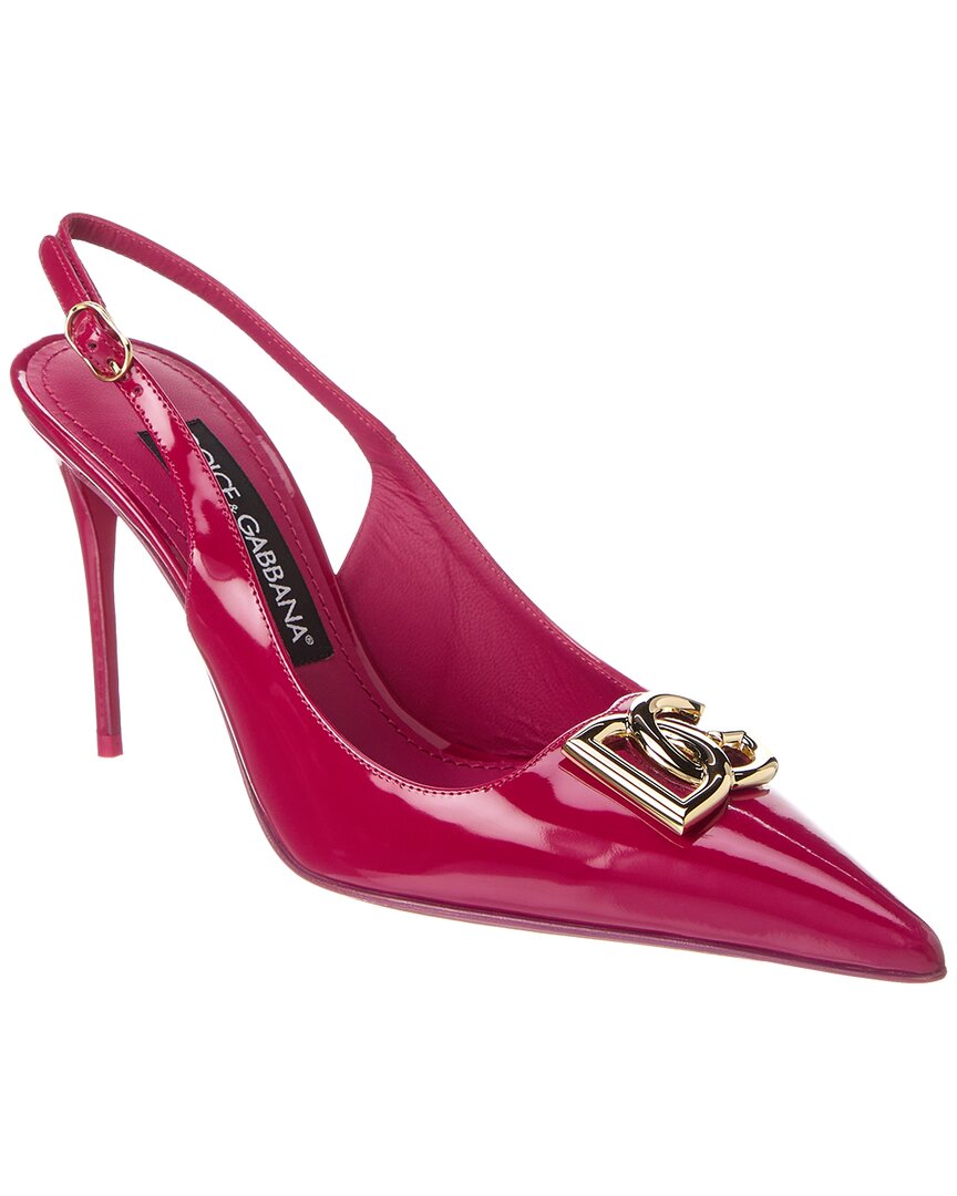 Shop Dolce & Gabbana Dg Logo Leather Slingback Pump In Pink
