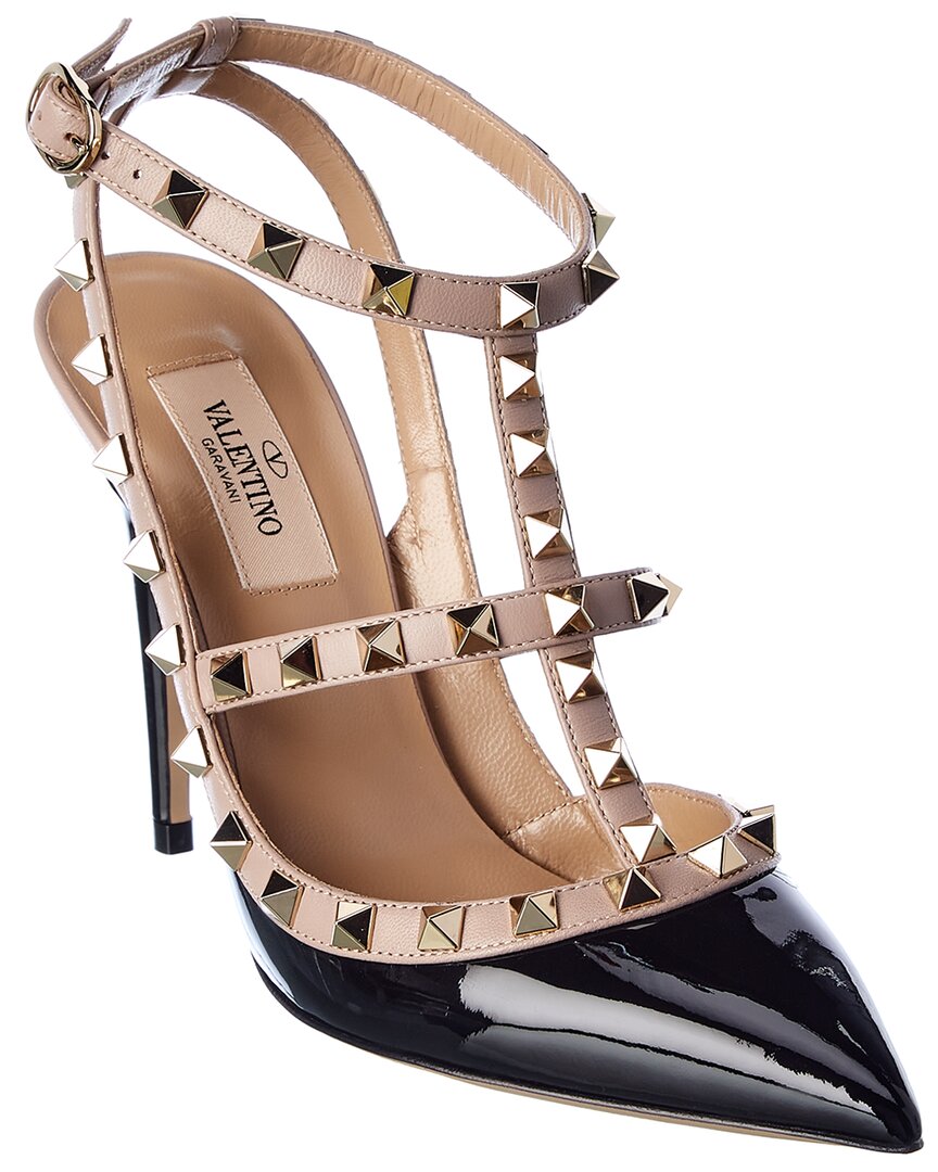Valentino Rockstud 100 Pumps In Black Patent Leather In Black