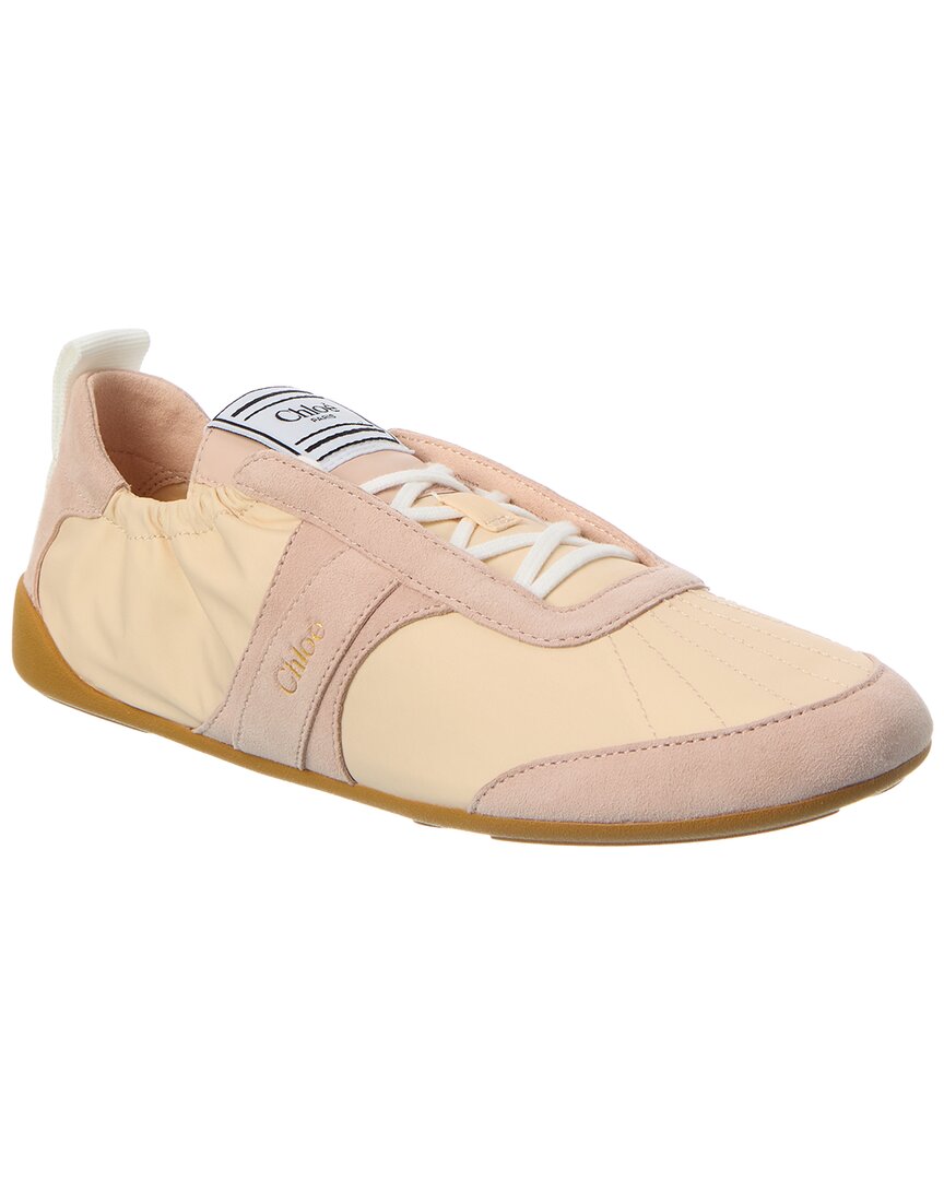 Chloé Kick Nylon & Suede Sneaker In Beige