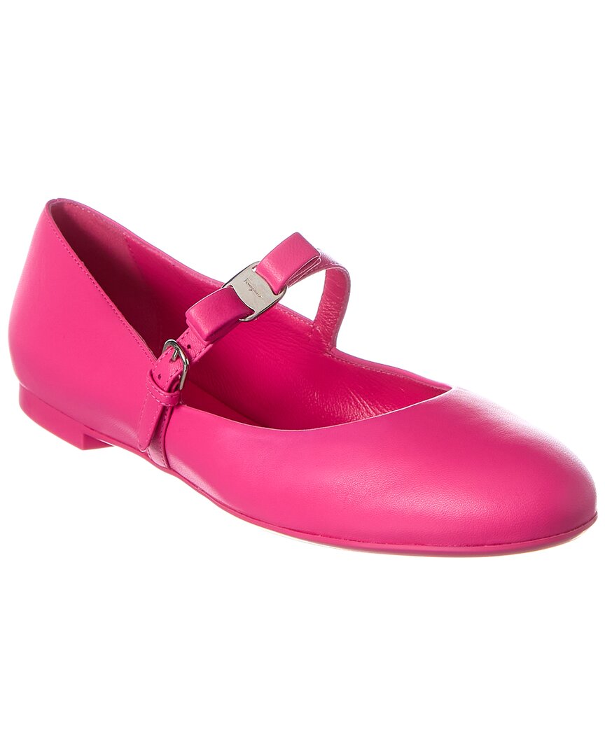 Ferragamo Lizz Leather Ballet Flat In Pink