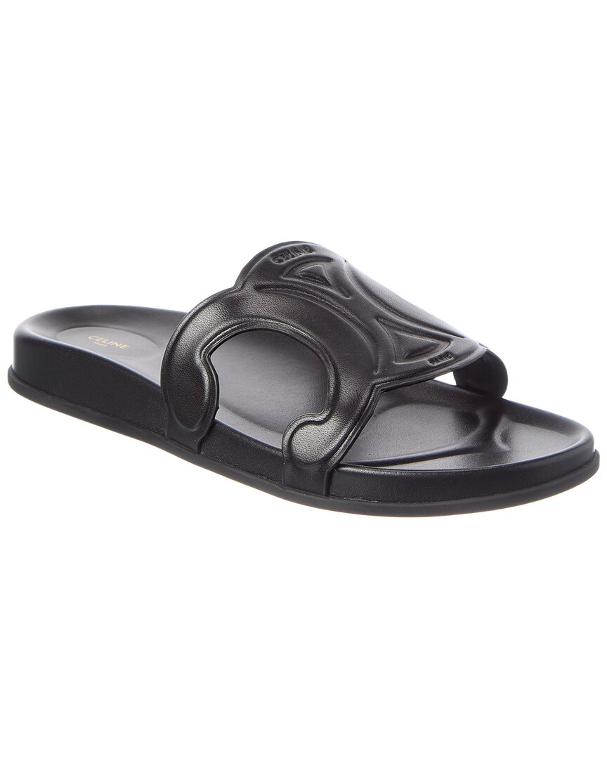Celine Troimphe Leather Sandal In Black
