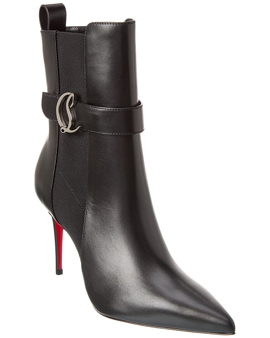 Christian Louboutin So Cl Chelsea 85 Black Leather Ankle Boots In Black