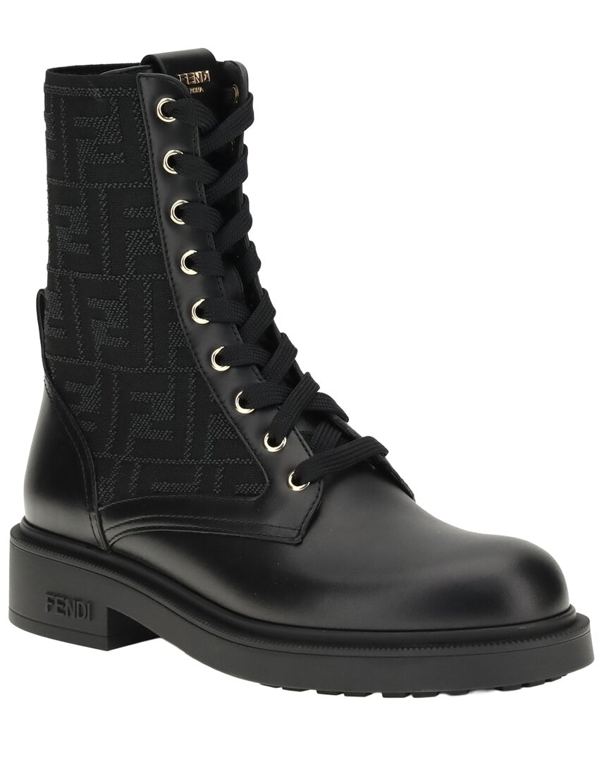 Fendi Dnu Pack  Leather Boot In Black