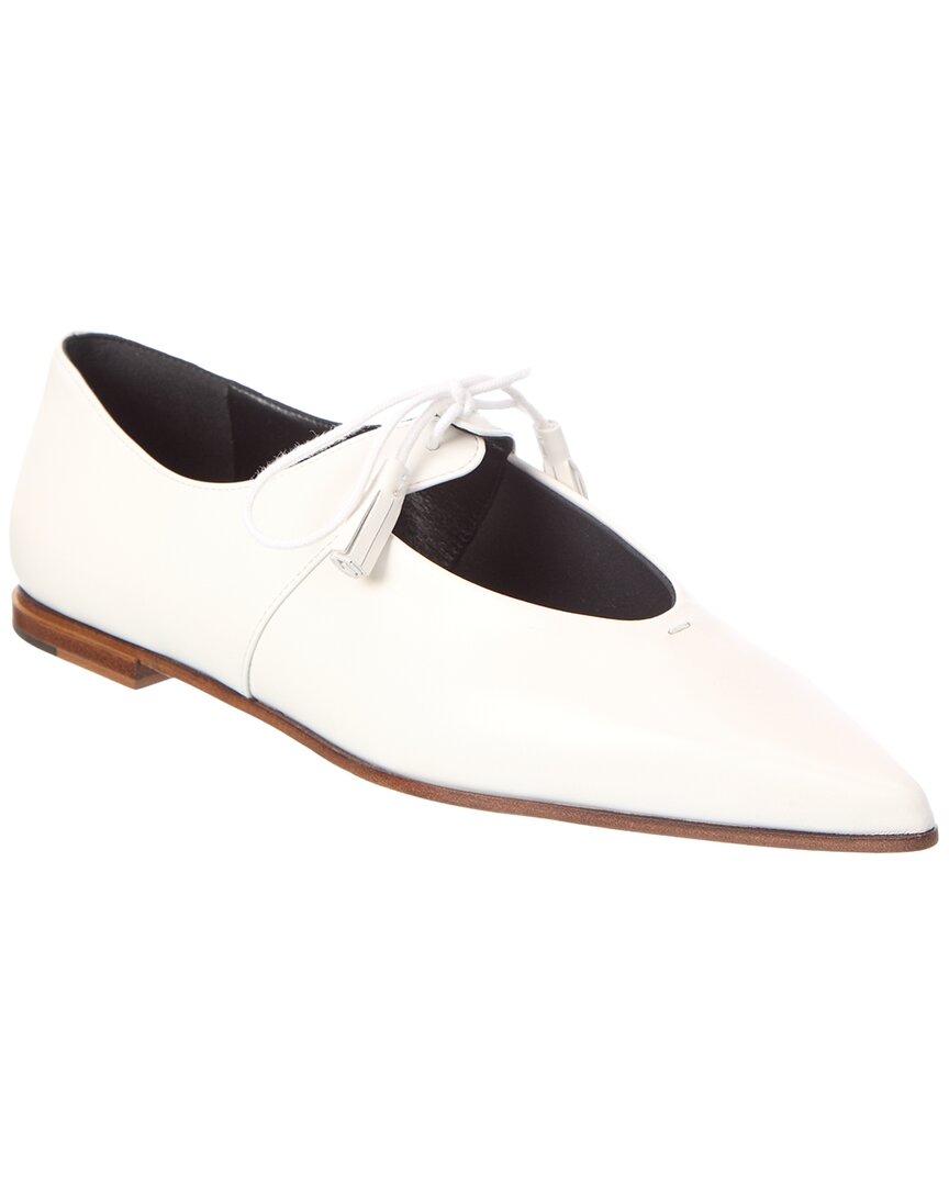 Max Mara Leather Flat In White