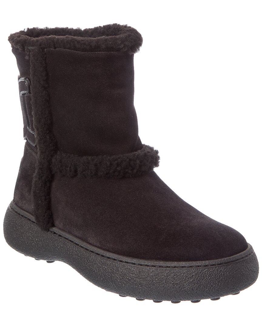 Tod's Suede & Shearling Boot In Brown