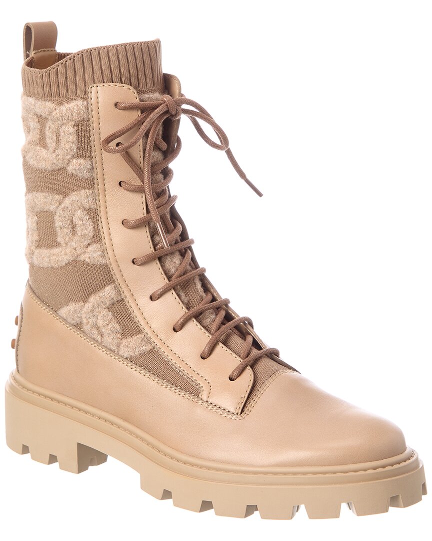 Tod's Knit & Leather Boot In Multi