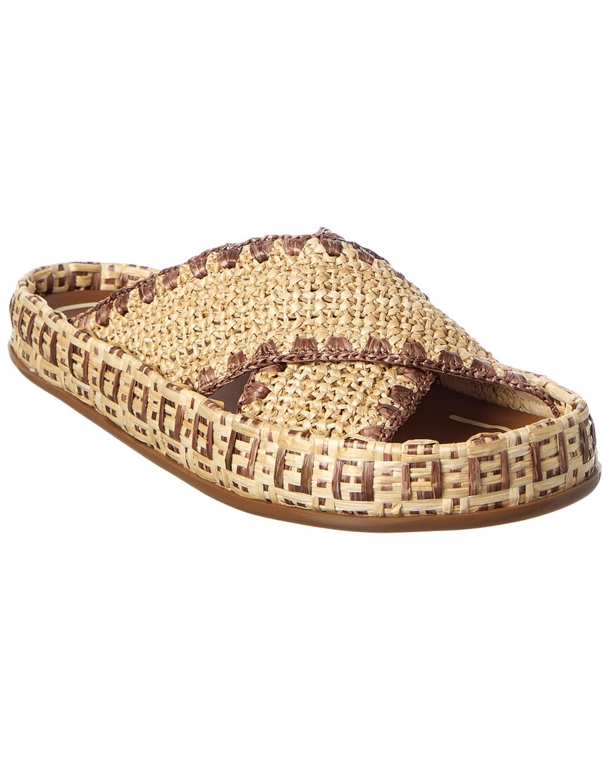 Fendi Raffia Sandal In Brown