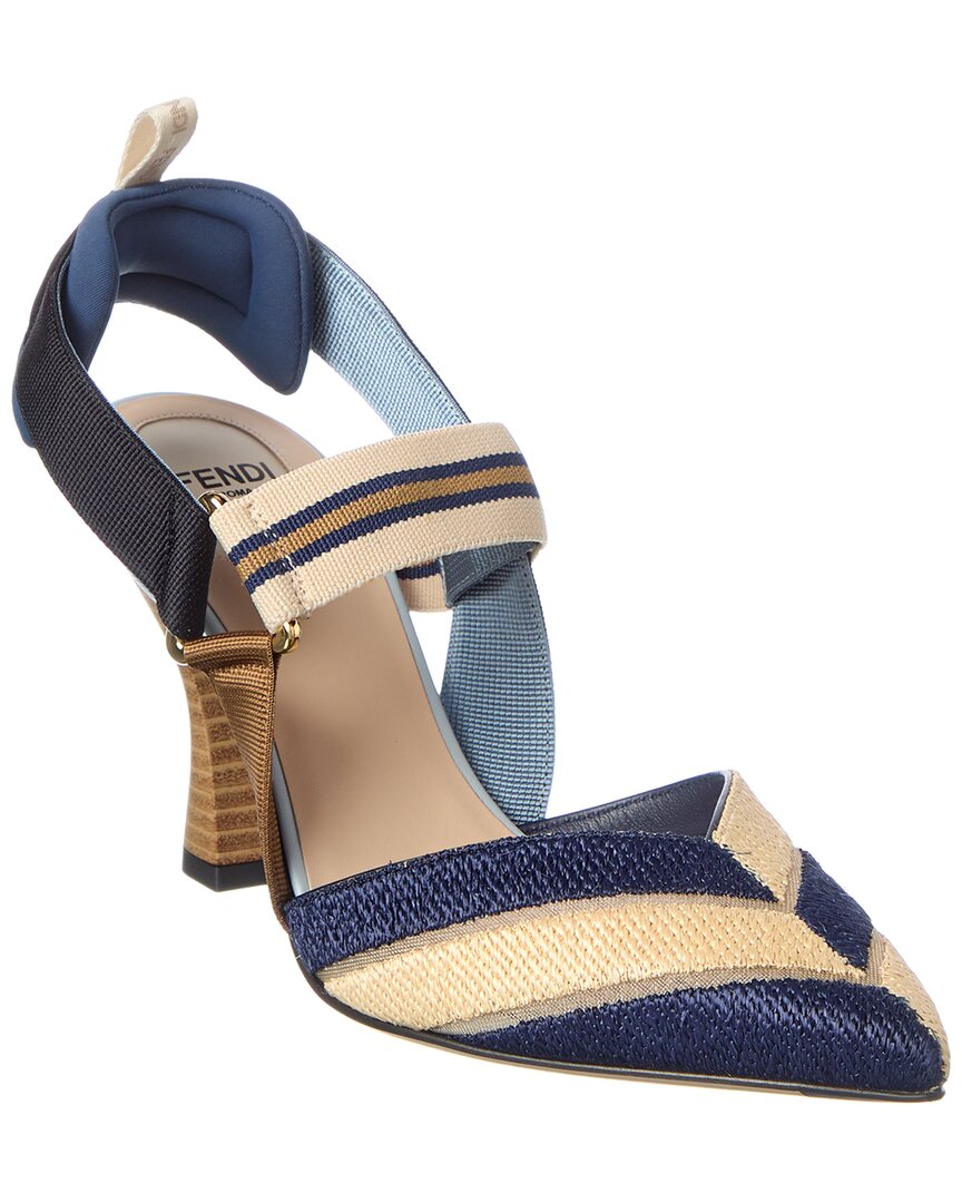Fendi Colibri Canvas Pump In Blue