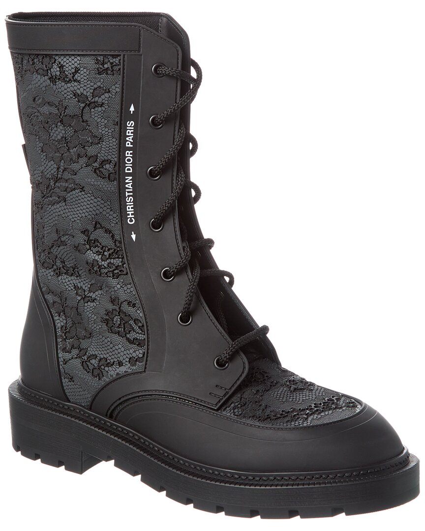 Dior Lace-up Leather Boot In Black