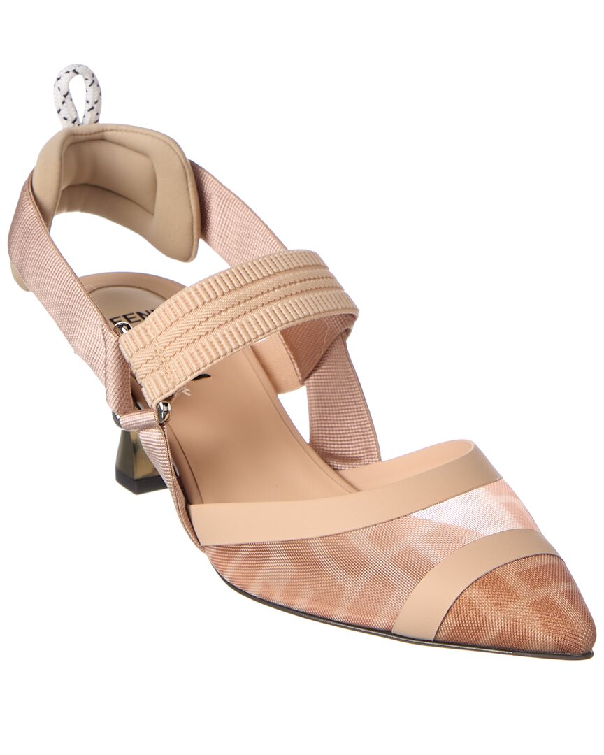 Fendi Colibri Mesh Slingback Pump In Pink