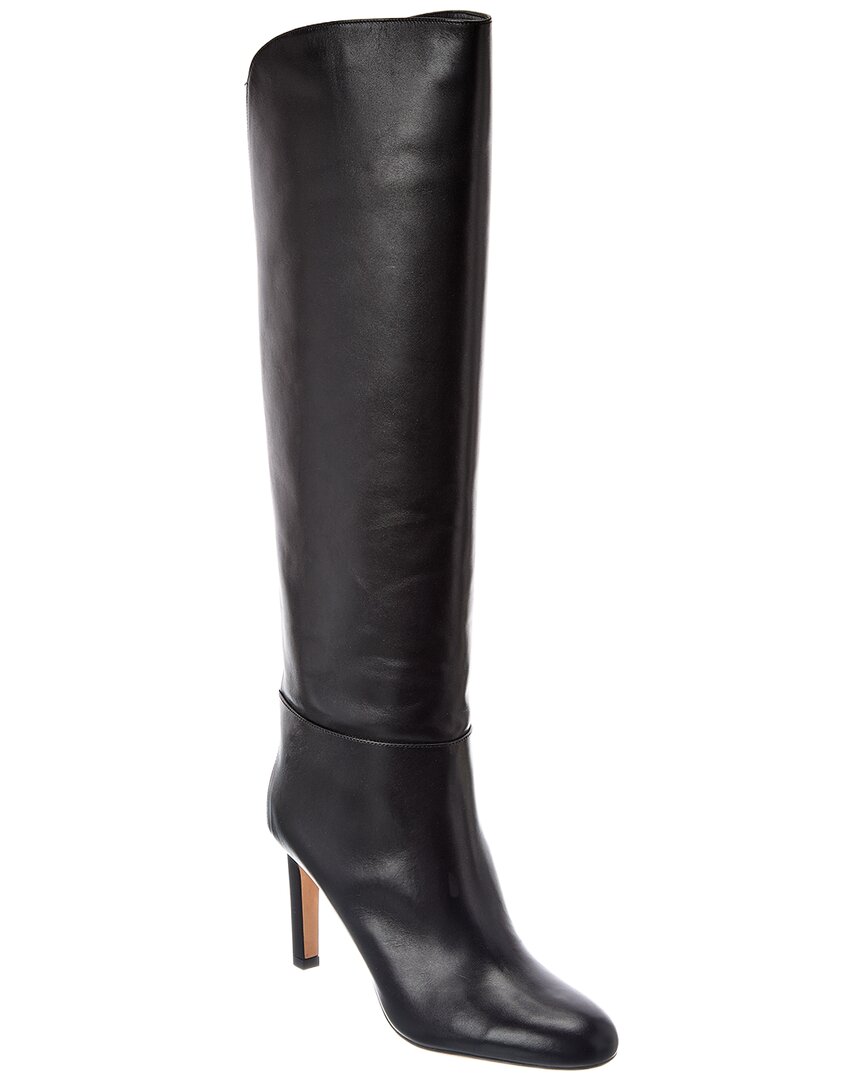 Jimmy Choo Karter 85 Leather Knee-high Boot In Black