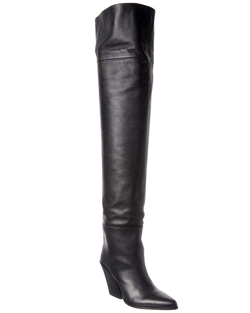 Jimmy Choo Maceo 85 Leather Over-the-knee Boot In Black