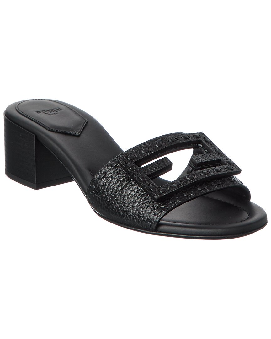 Fendi Baguette Leather Sandal In Black
