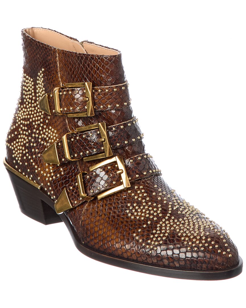 Chloé Gold/Brown Susanna Leather Boot