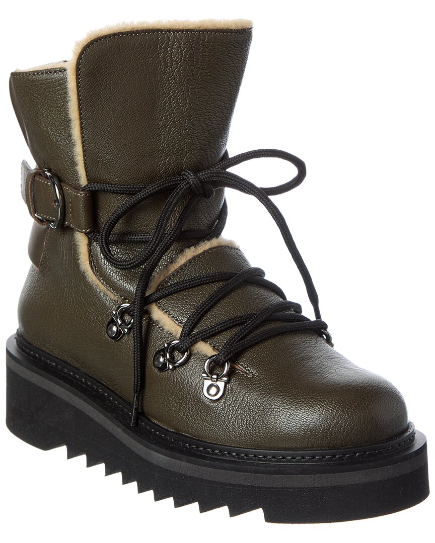 Ferragamo Elimo Leather Boot In Green